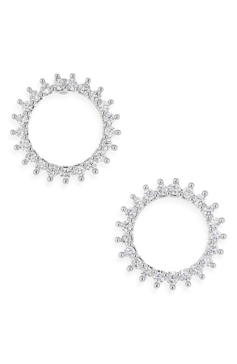 Cubic Zirconia Sunburst Stud Earrings