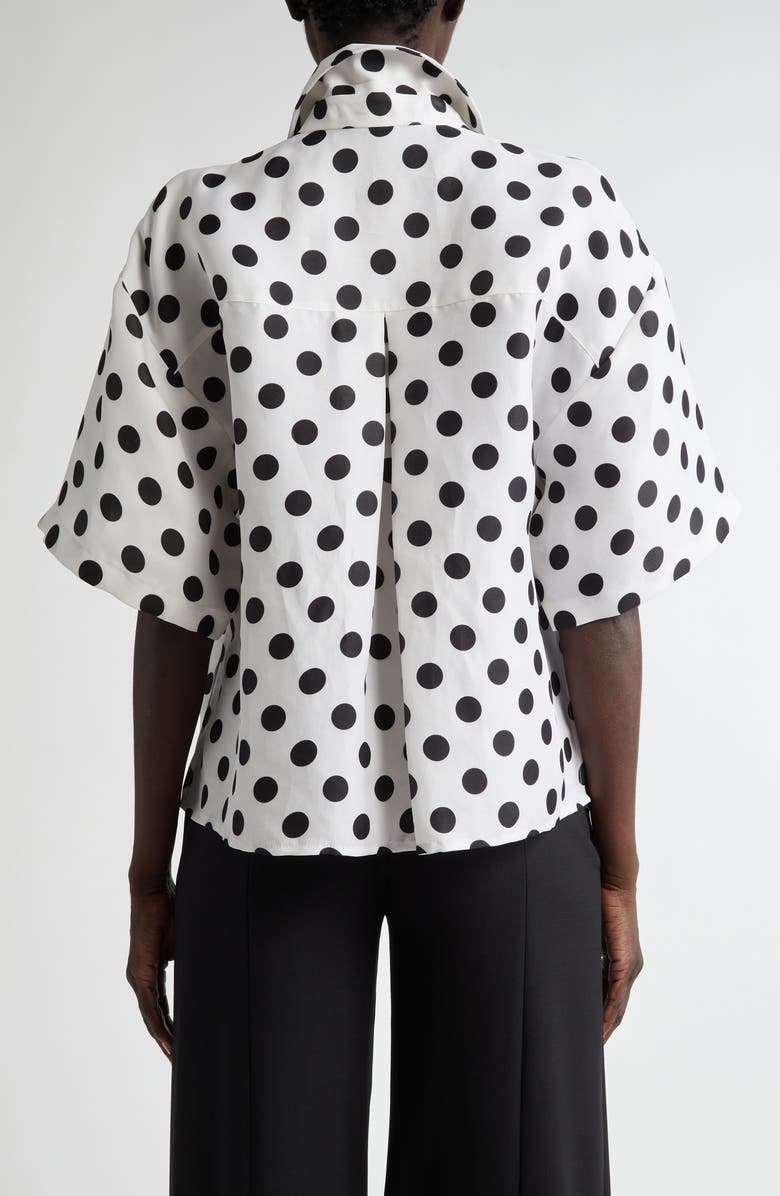 Carolina Herrera Polka Dot Silk Camp Shirt, Alternate, color, 