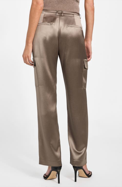 Guess Megan Satin Cargo Pants In Brown