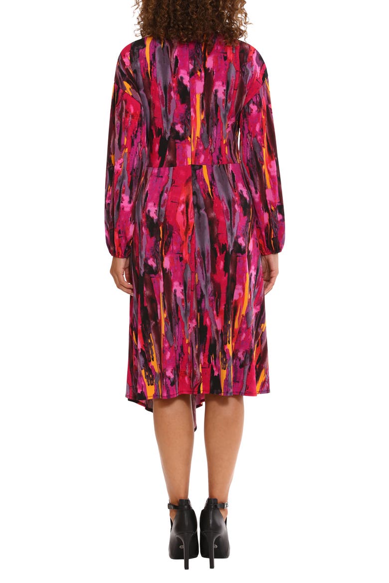 Twist Front Long Sleeve Asymmetric Hem Dress, Alternate, color, DUSTY GRAPE/ BOYSENBERRY