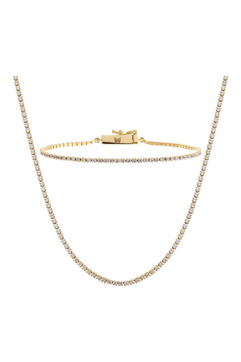Cubic Zirconia Tennis Necklace & Bracelet Set, Main, color, GOLD