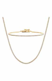 BY ADINA EDEN Cubic Zirconia Tennis Necklace & Bracelet Set