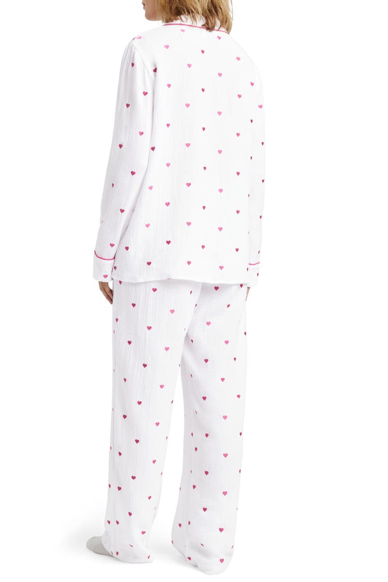Lottie Love Cotton Gauze Pajamas, Alternate, color, PINK HEARTS