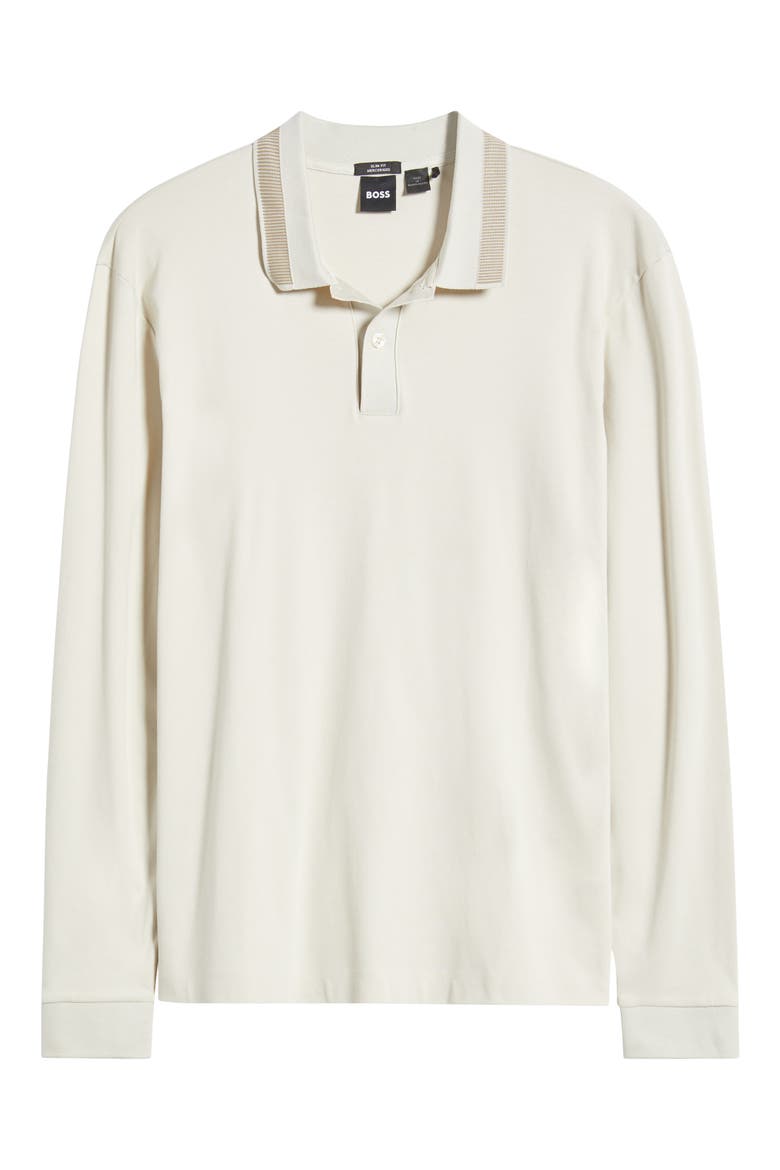 Pleins Long Sleeve Polo, Alternate, color, WHITE