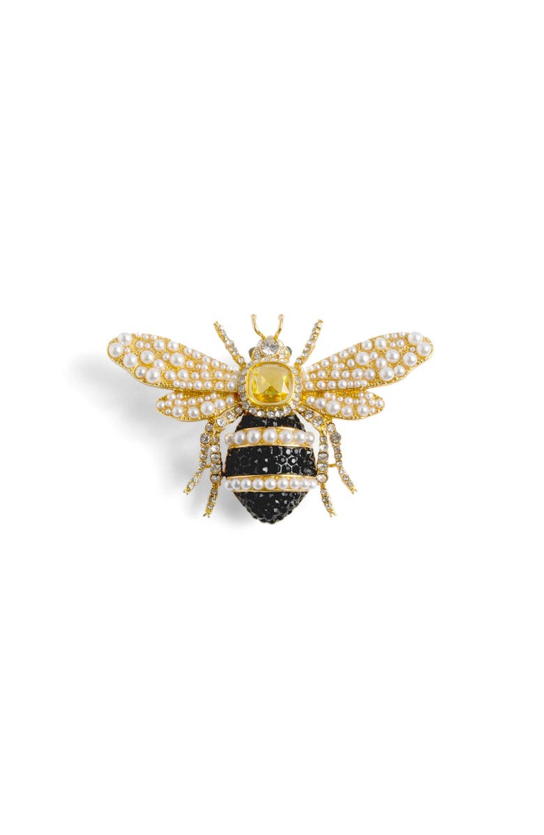 Bill Skinner Studio Bejewelled & Pearl Bee Brooch, Main, color, 