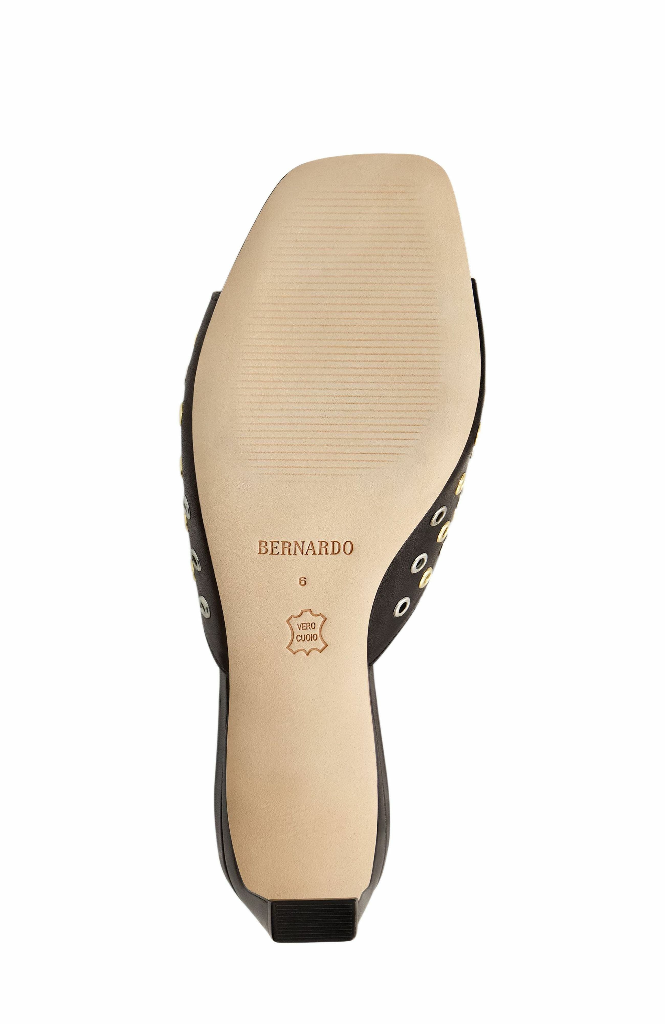 Bernardo Footwear Cenza Grommet Kitten Heel Mule, Alternate, color, Black