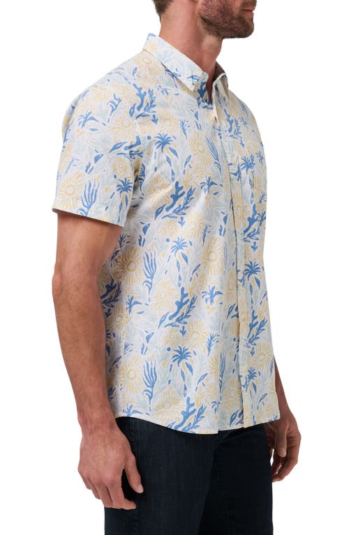 Travismathew Red Souvenir City Short Sleeve Stretch Cotton Button-up Shirt