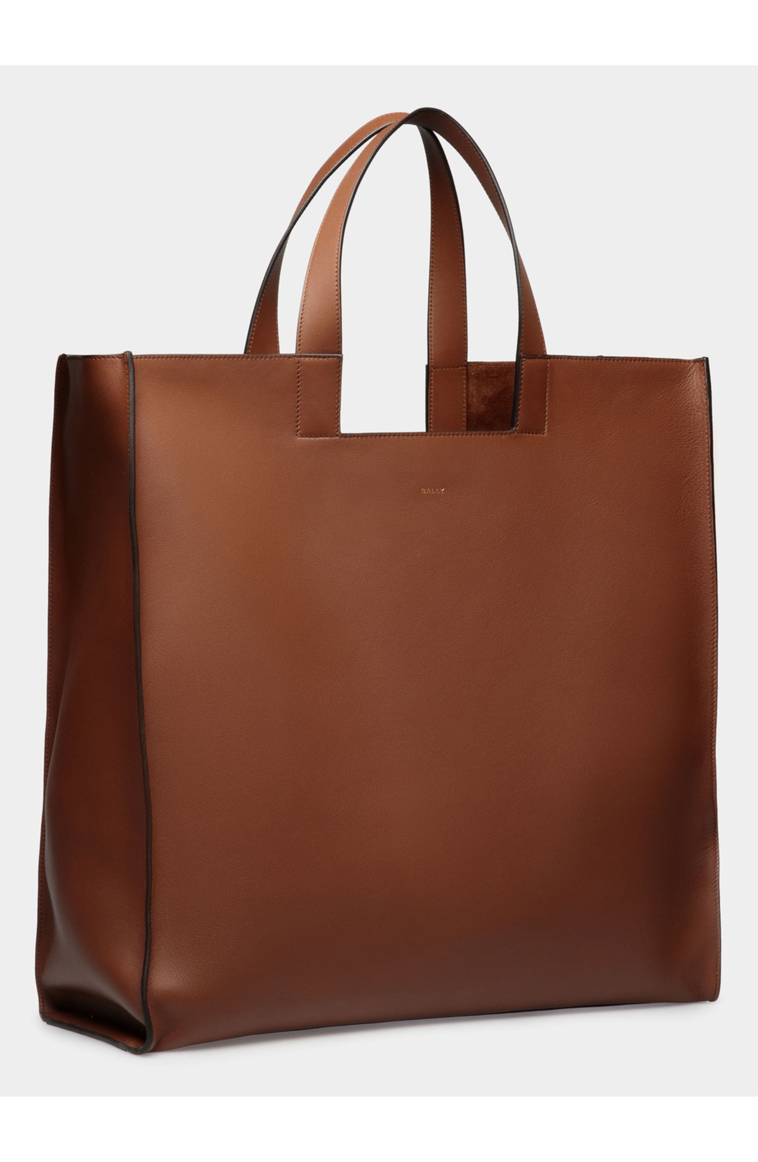 Bally Easy Bally Tote In Leather, Alternate, color, Brown