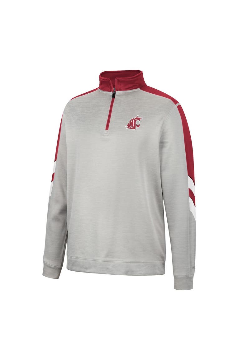 Men's Colosseum Gray/Crimson Washington State Cougars Bushwood Fleece Quarter-Zip Jacket, Alternate, color, Gray