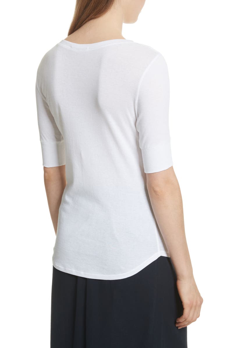 Vince Elbow Sleeve Henley Cotton Top, Alternate, color, 