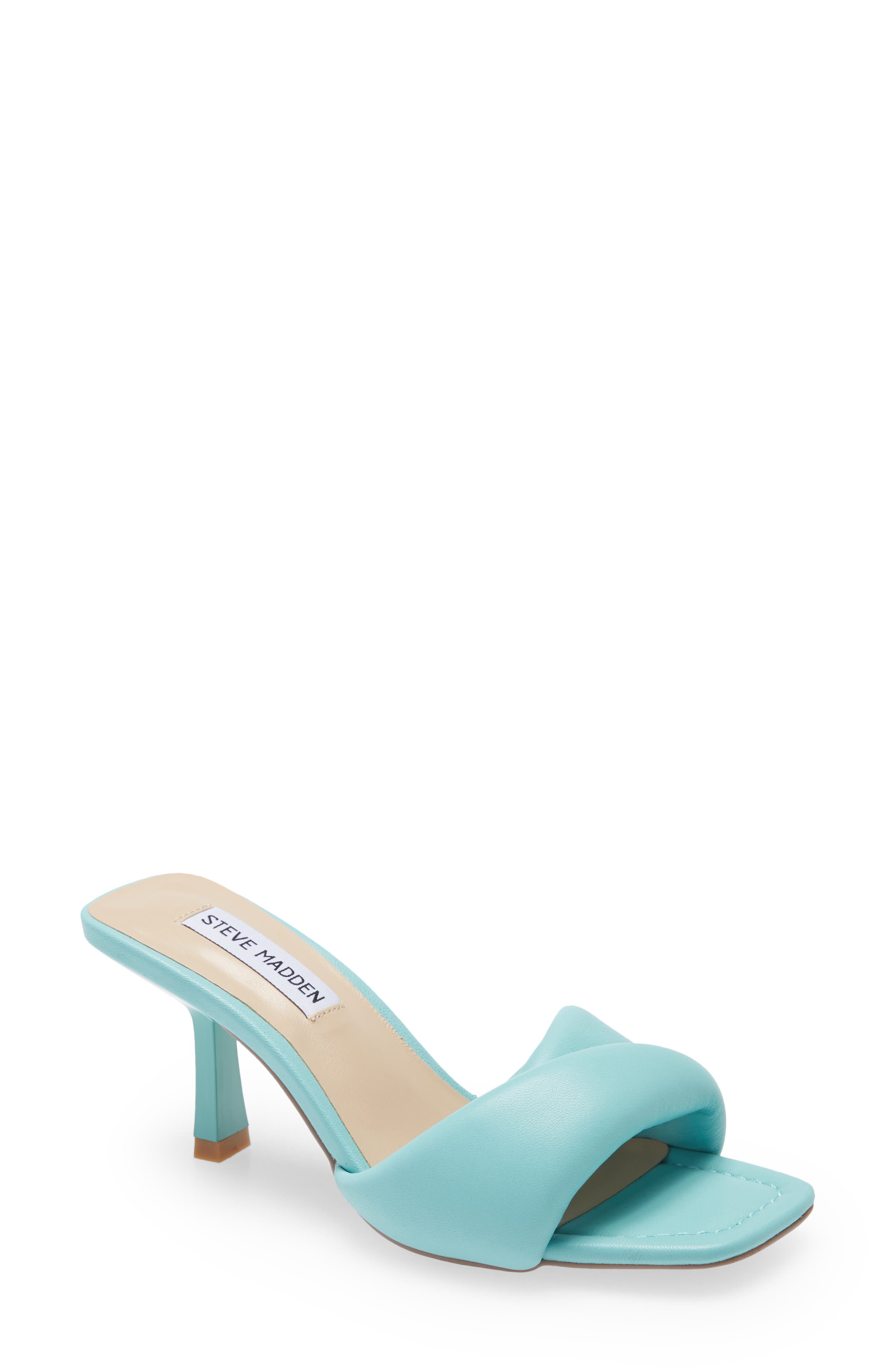 Slide Sandal, Main, color, TURQUOISE LEATHER