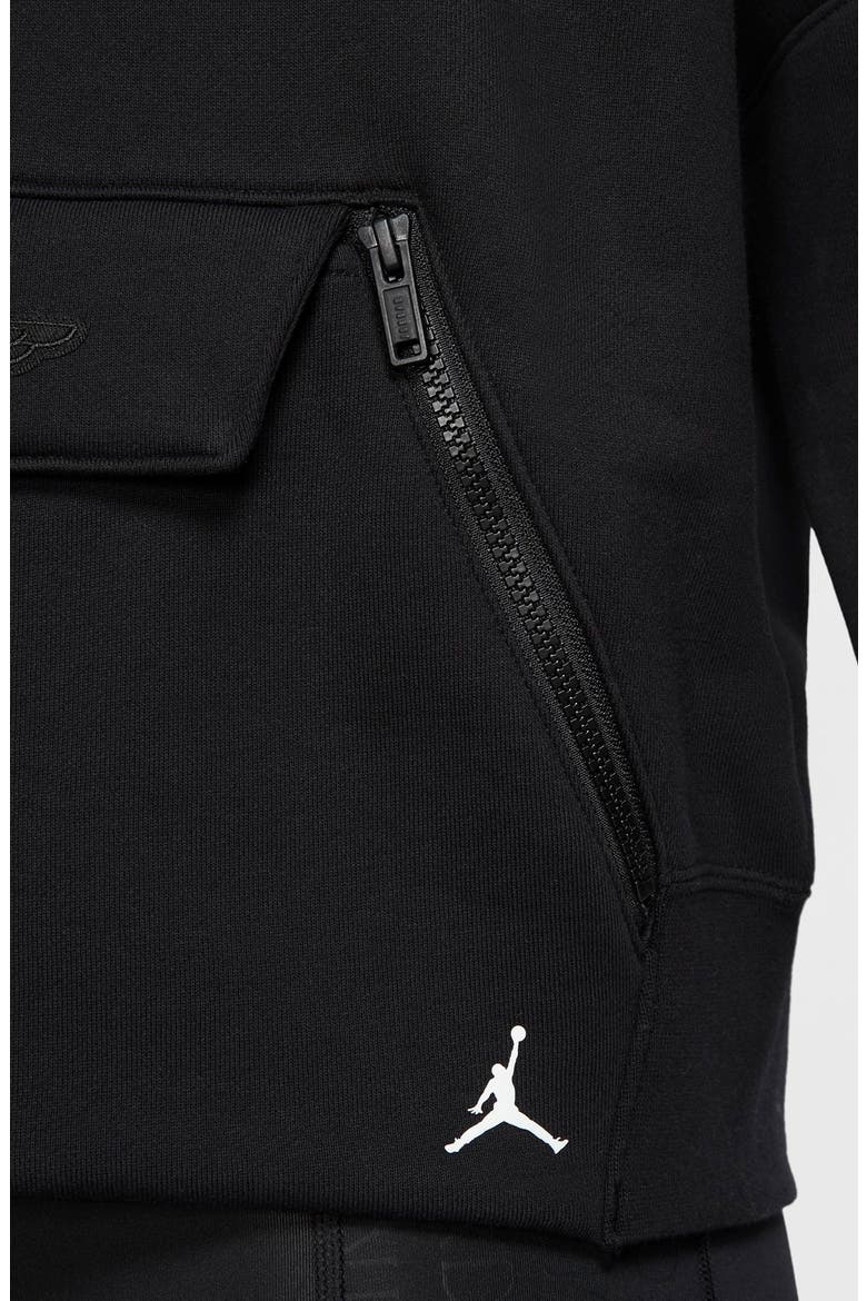 Nike Jordan Fleece Crop Hoodie, Alternate, color, BLACK/ BLACK/ WHITE