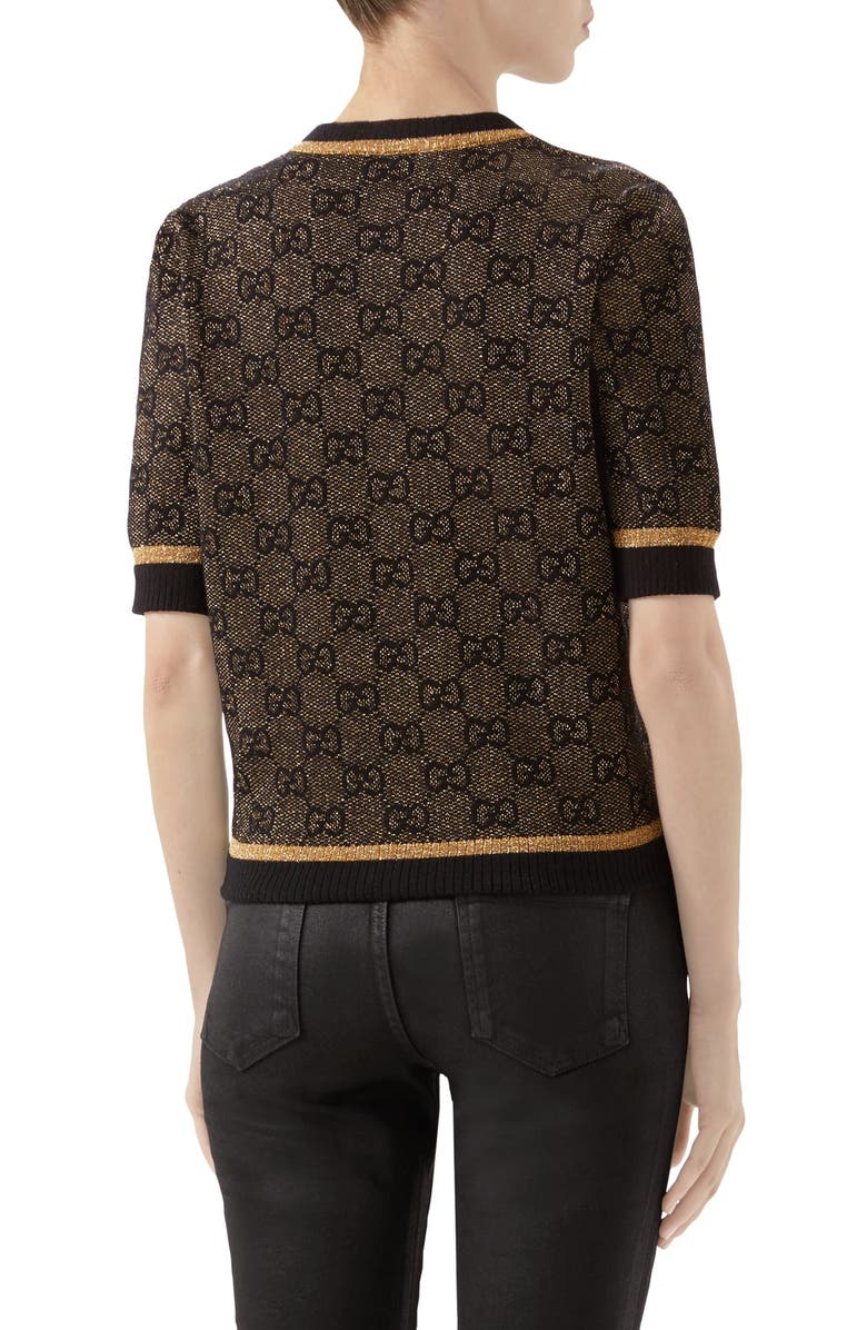 Gucci GG Logo Metallic Jacquard Sweater, Alternate, color, 