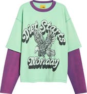 DIET STARTS MONDAY Layered Look Cotton Graphic T-Shirt
