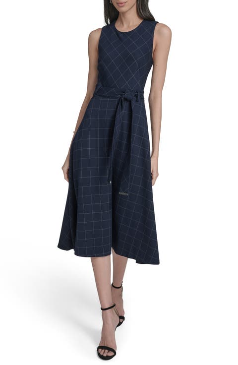 Plaid Ponte Midi Dress