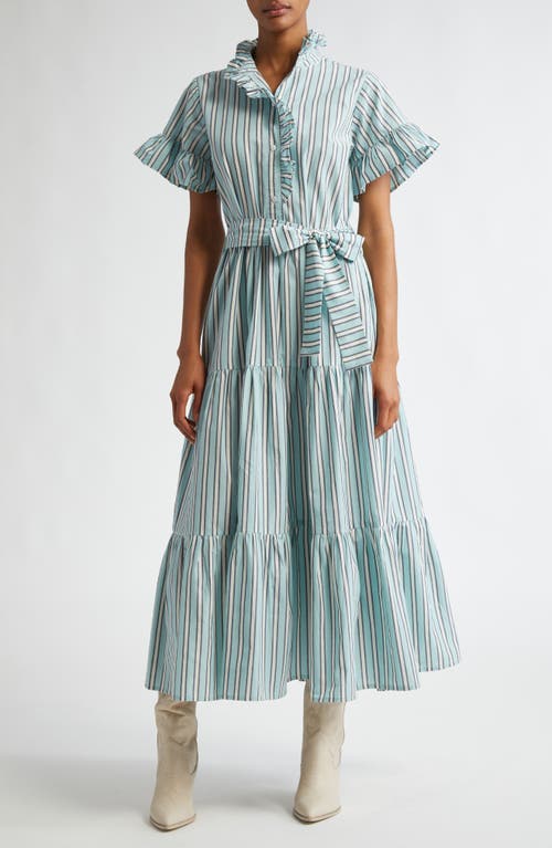 MILLE Victoria Ruffle Front Dress in Seaglass Stripe 