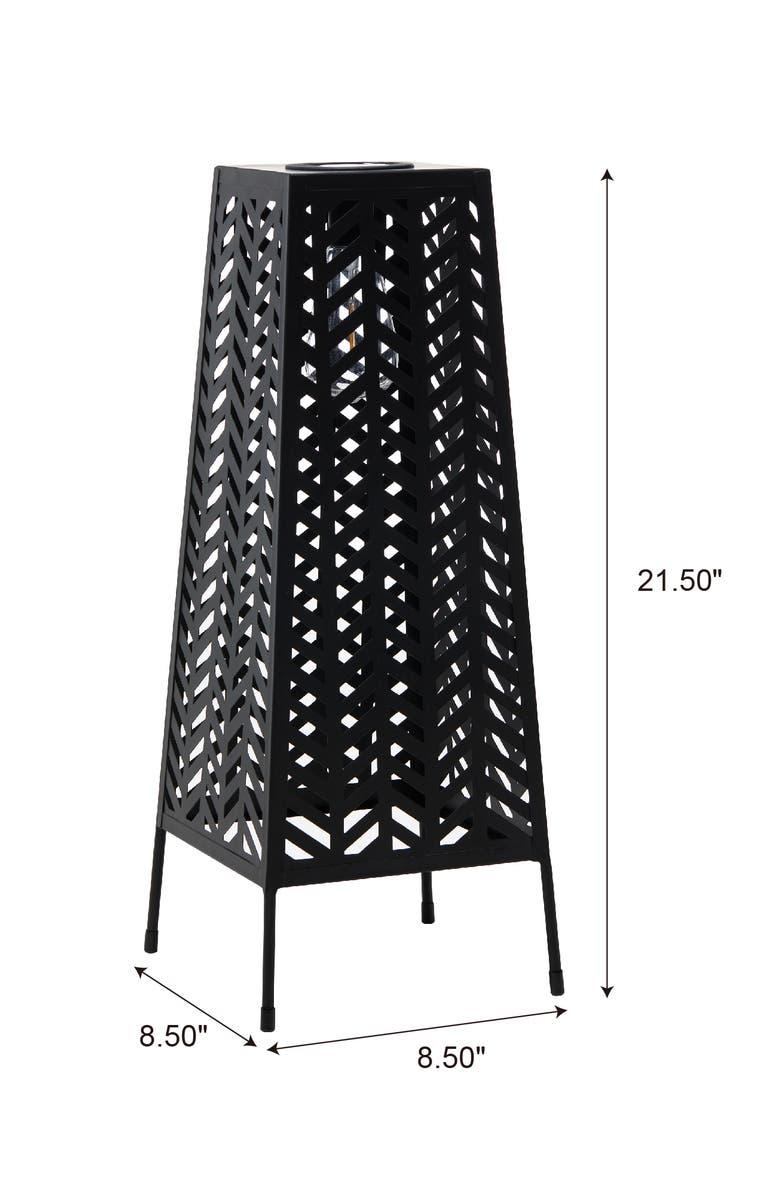 Glitzhome Metal Geometric Solar Powered Floor Lantern, Alternate, color, Black