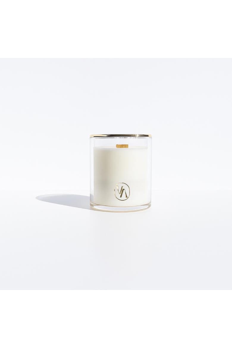 Hinoki Flower Scented Candle With Wood Wick, Alternate, color, White