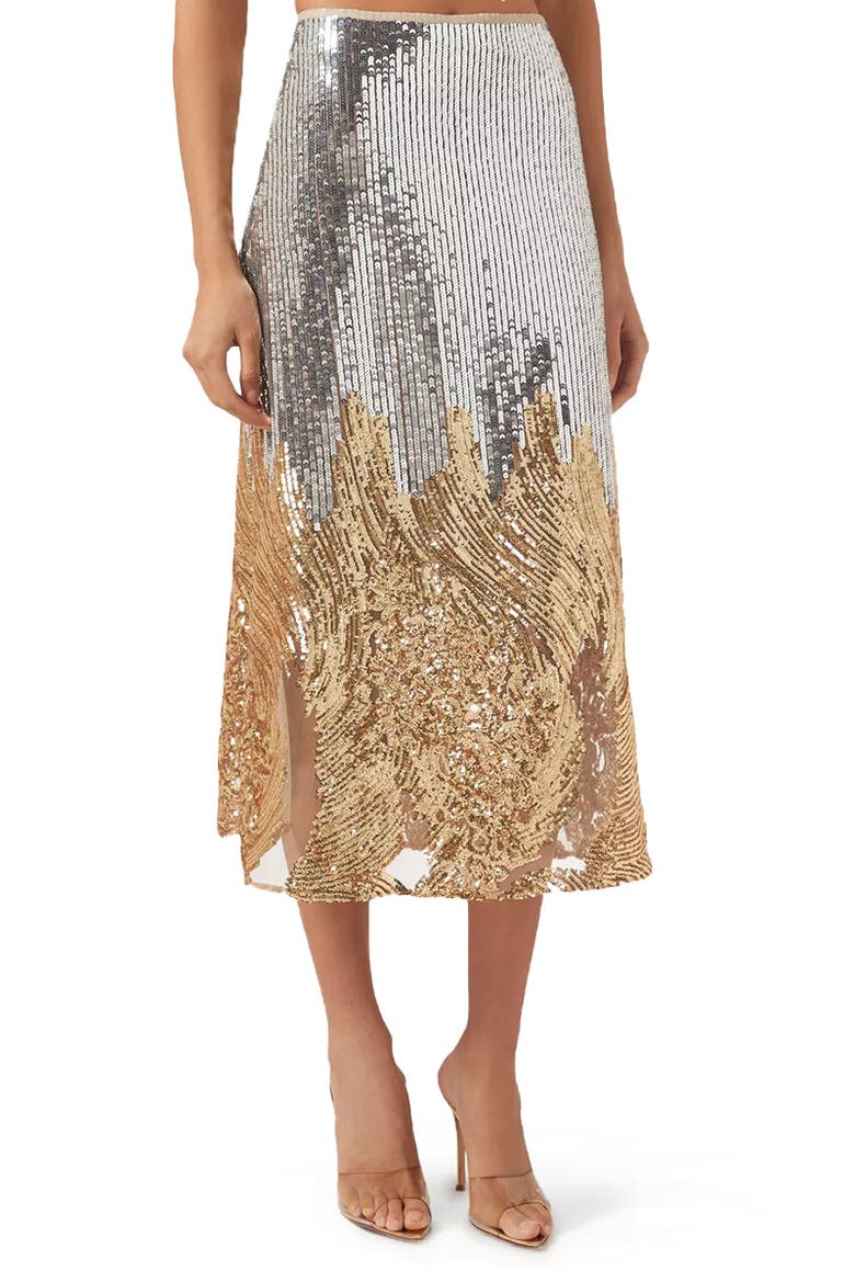Elena Skirt, Alternate, color, SILVER AND GOLD SEQUINS