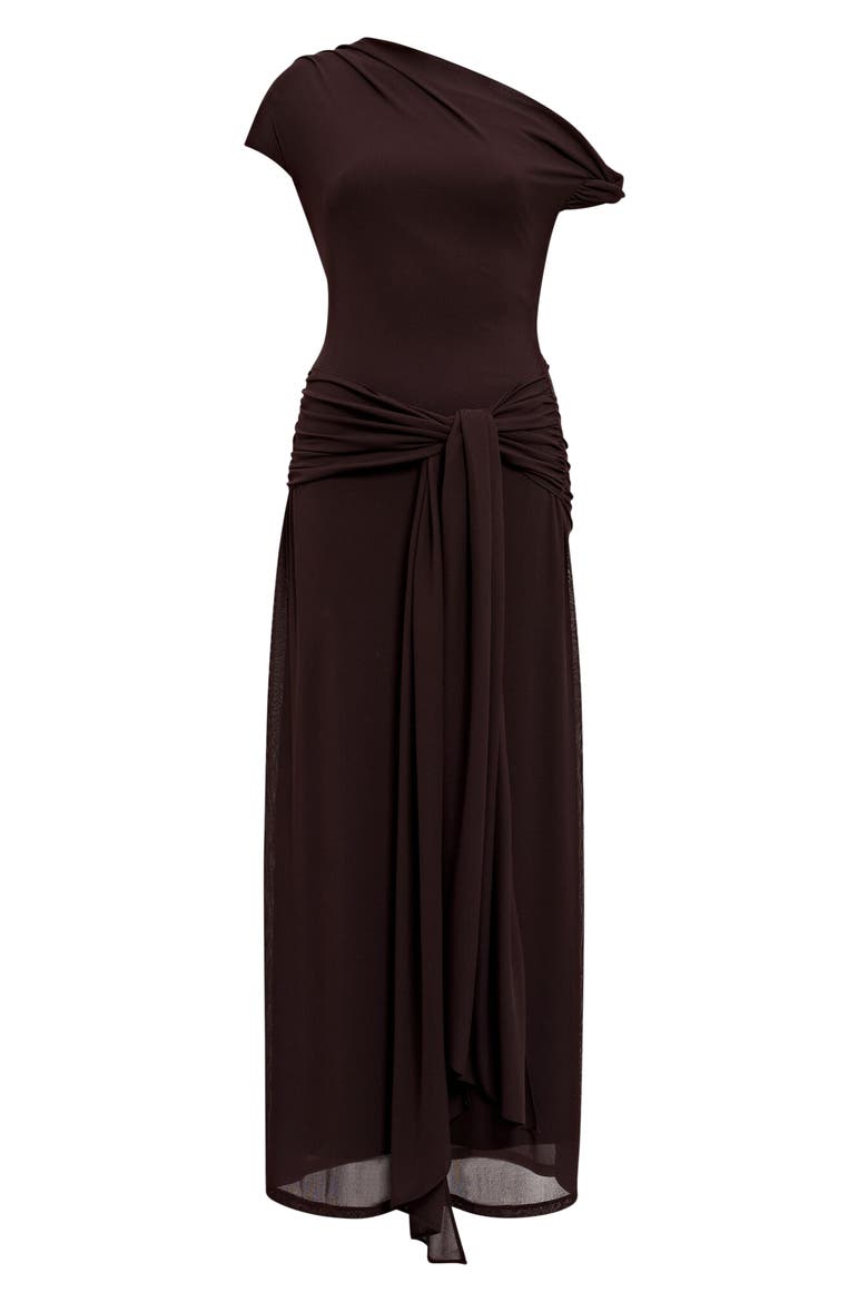 draped one shoulder midi dress Blue Colorblock One Shoulder Draped Midi Dress PinkBlush