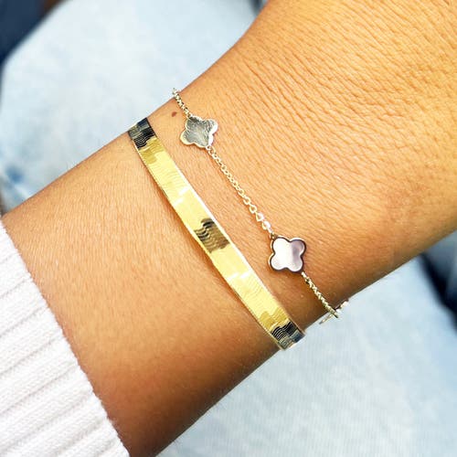 The Lovery Fine Jewelry Mini Mother Of Pearl And Gold Clover Bracelet
