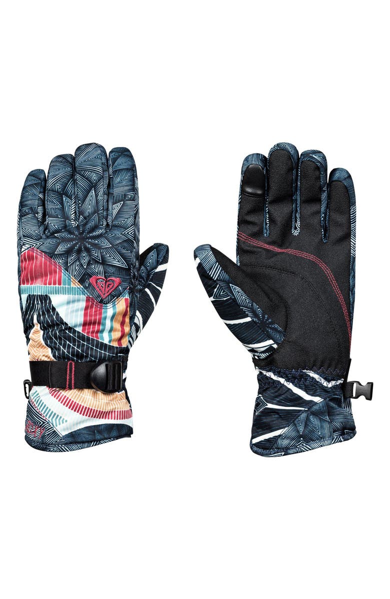 Roxy Jetty Print Snow Sport Gloves, Main, color, 