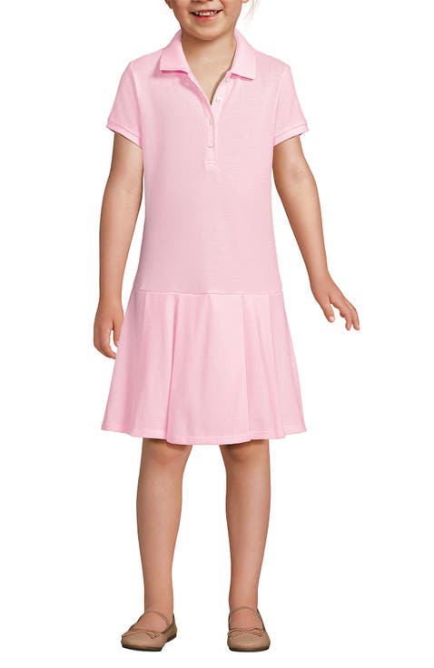 School Uniform Girls Short Sleeve Mesh Pleated Polo Dress
