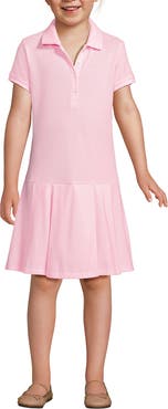 Lands' End School Uniform Girls Short Sleeve Mesh Pleated Polo Dress