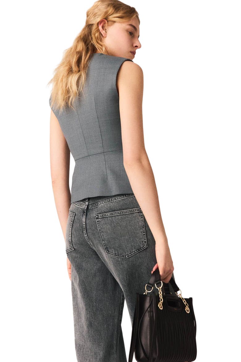 Jewel-button tailored jacket, Alternate, color, Grey