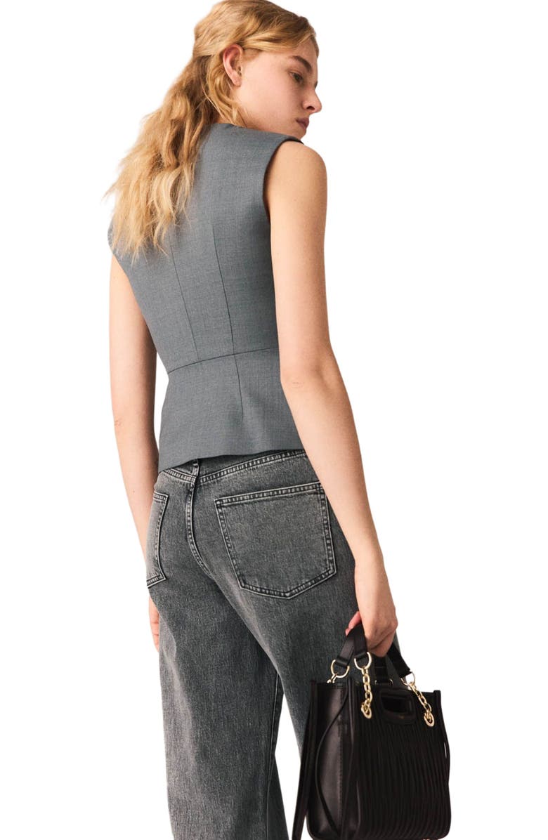 maje Jewel-button tailored jacket, Alternate, color, Grey