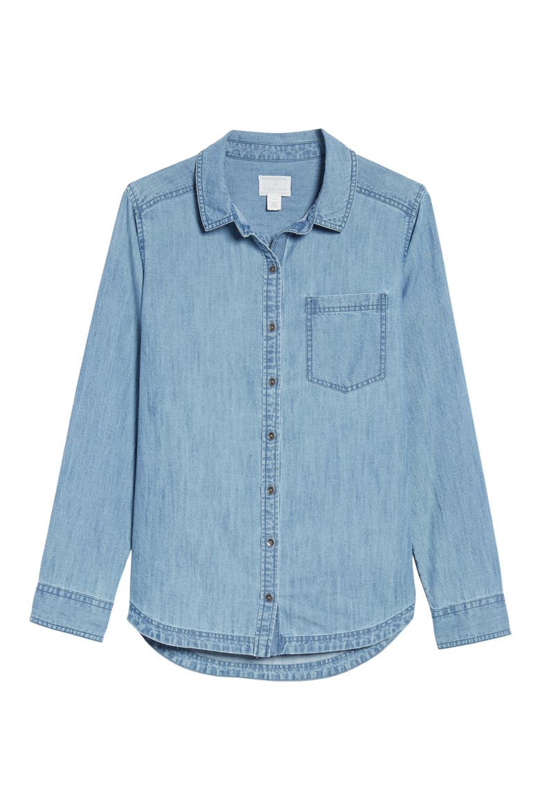 Button Front Chambray Shirt, Alternate, color, CHAMBRAY