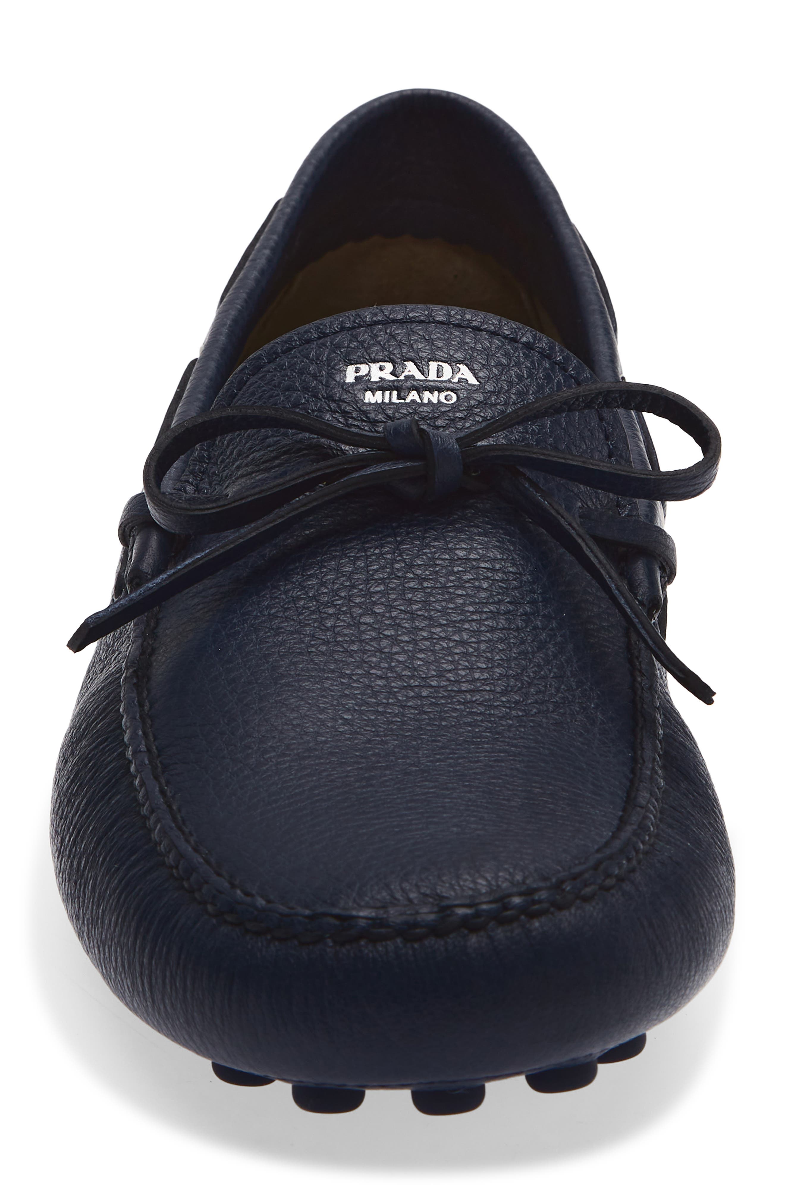 Prada Grid Driving Loafer, Alternate, color, Baltico