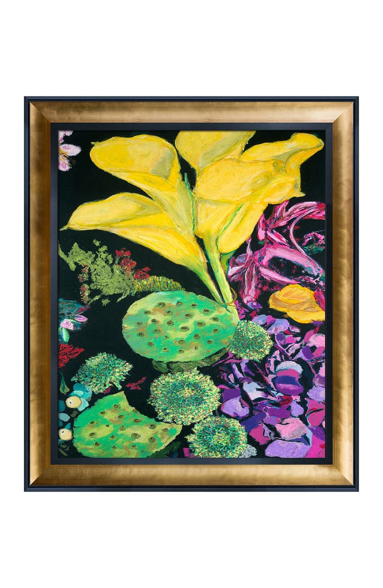 OVERSTOCK ART Yellow Cala with Gold Luminoso and Black Custom Stacked Frame, Alternate, color, 