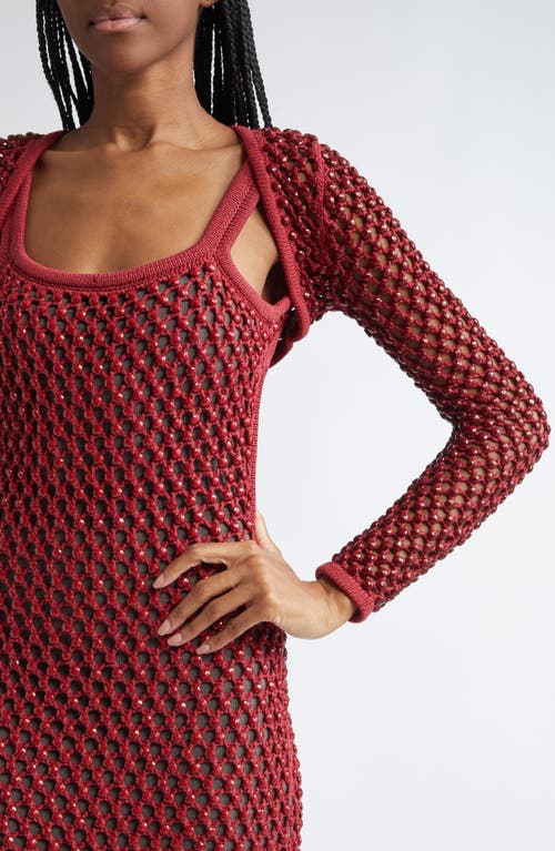 Diotima Gala Crystal Mesh Shrug In Paprika