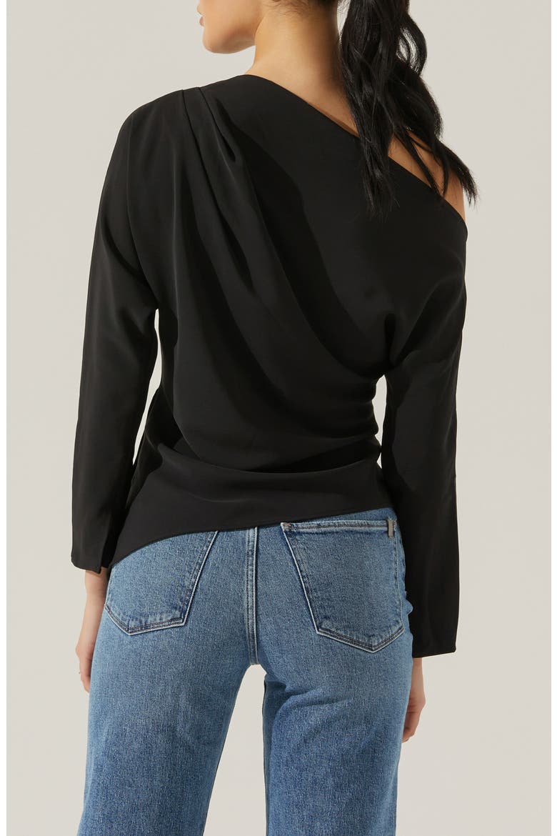 Orlia One-Shoulder Woven Top, Alternate, color, BLACK