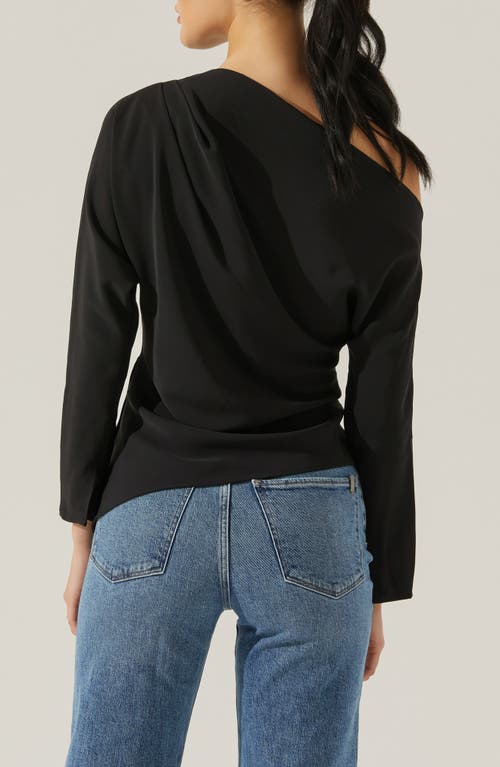 Astr The Label Orlia One-shoulder Woven Top In Black