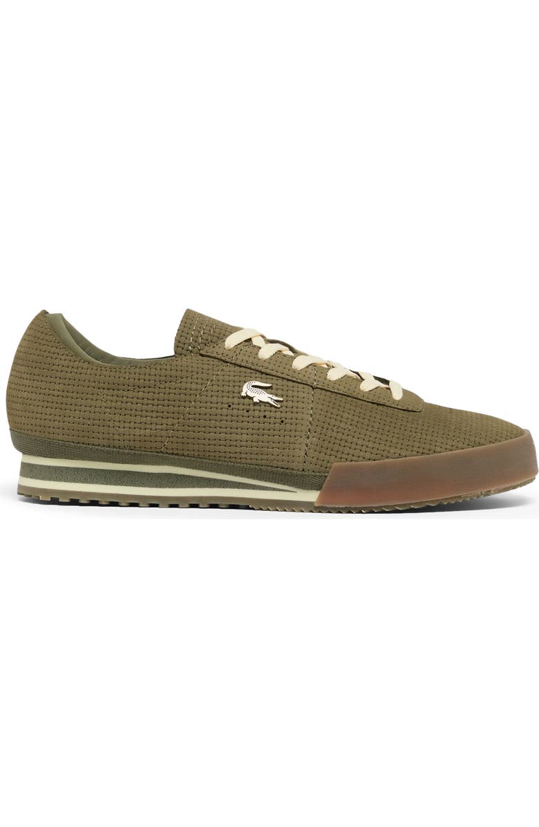 Lacoste Aura Embossed Leather Low Top Sneaker, Alternate, color, Khaki/ Gum