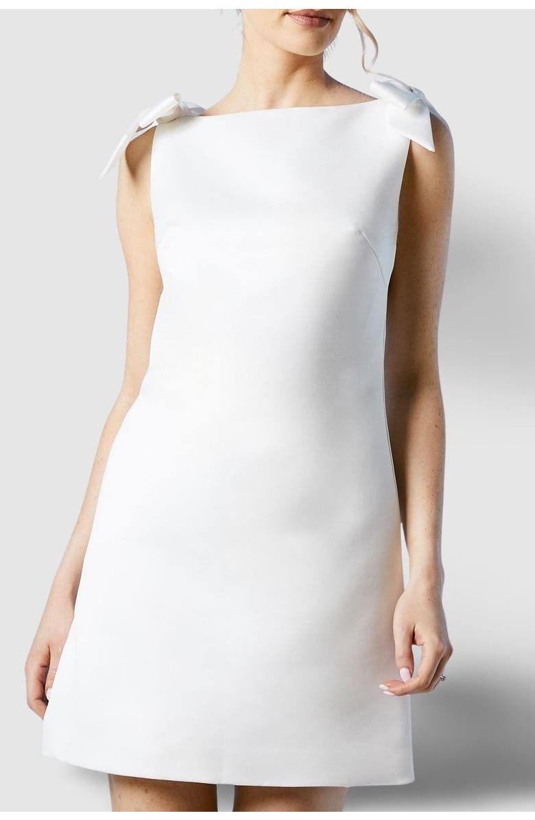 Coast Satin Bow Bridal Mini Dress, Alternate, color, Ivory