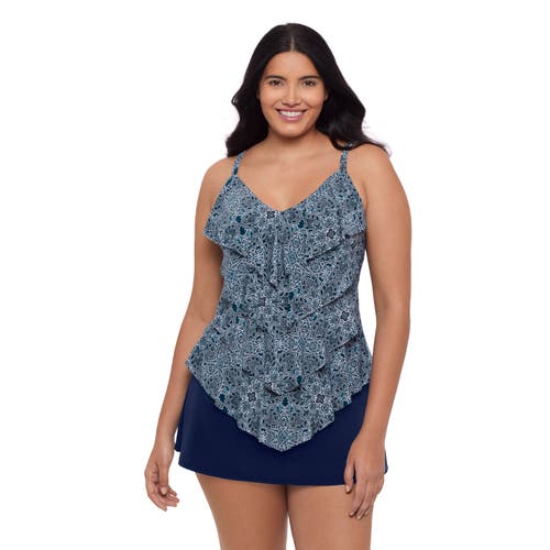 Trimshaper Lena 4 Tier Ruffle Tankini Swim Top