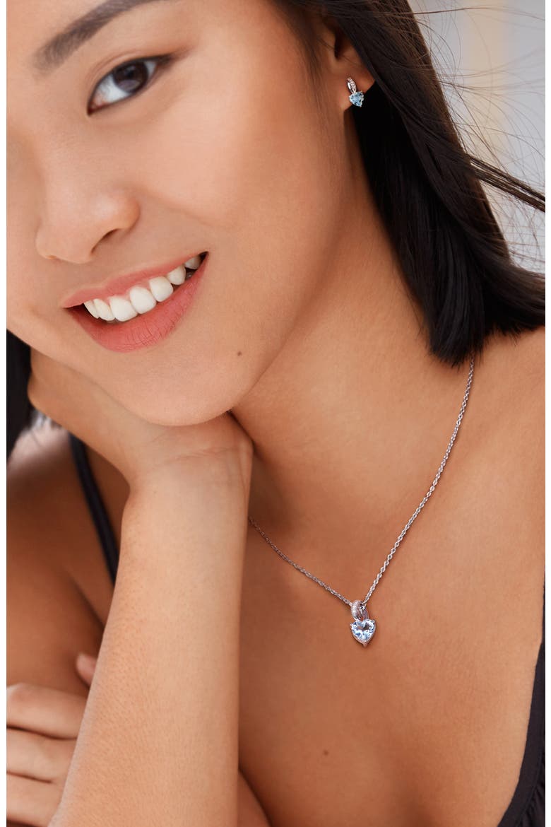 Heart-Cut Aquamarine & Diamond Necklace & Stud Earrings Set, Alternate, color, BLUE