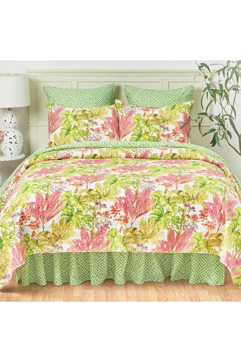 Moana Tropical Cotton Quilt Set  - Reversible and Machine Washable, Alternate, color, Green