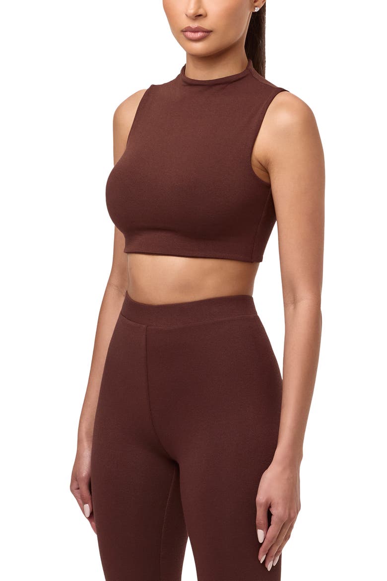 Mock Neck Crop Tank, Alternate, color, CHOCOLATE