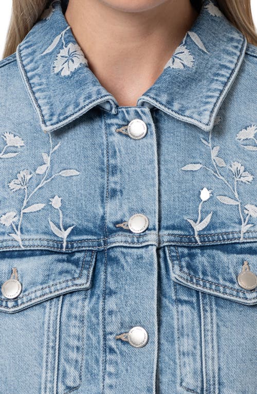 MAVI JEANS MAVI JEANS HARMONY FLORAL EMBROIDERED CROP DENIM JACKET