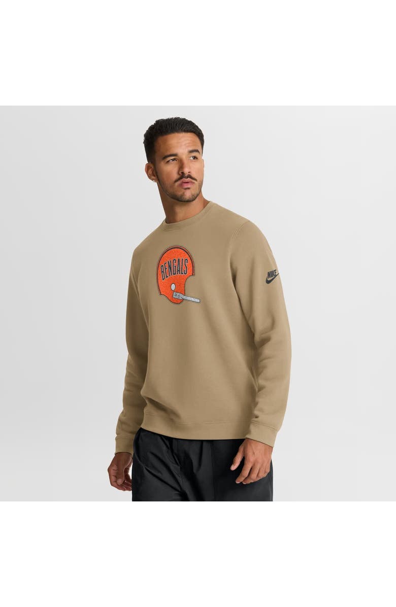 Nike Men's Nike Tan Cincinnati Bengals Swing Pass Rewind Club Pullover Sweatshirt, Main, color, Tan