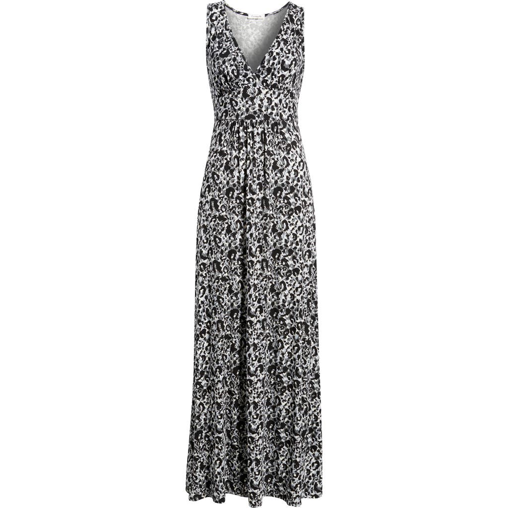 Loveappella Empire Waist Jersey Maxi Dress In Black