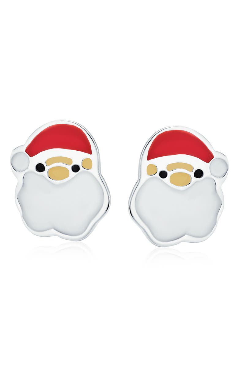BLING JEWELRY Santa Enamel Stud Earrings, Alternate, color, White
