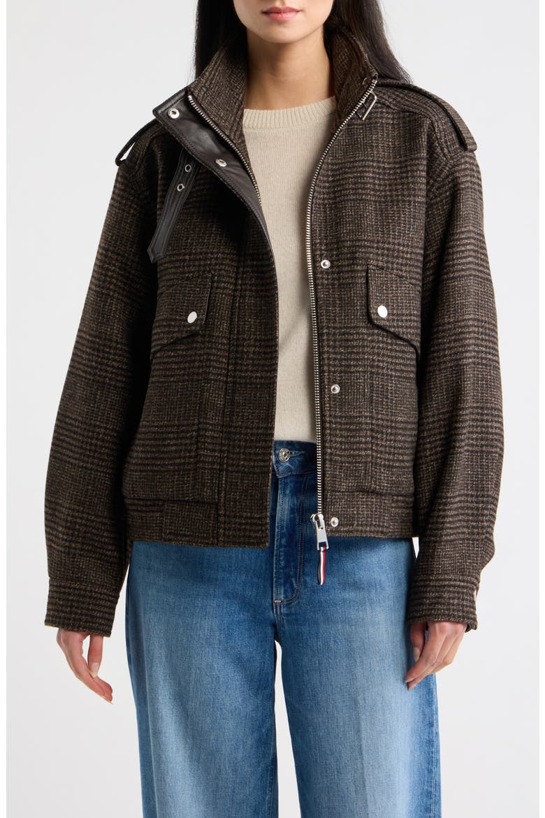 Plaid Bomber Jacket, Main, color, BROWN MENSWEAR PLAID