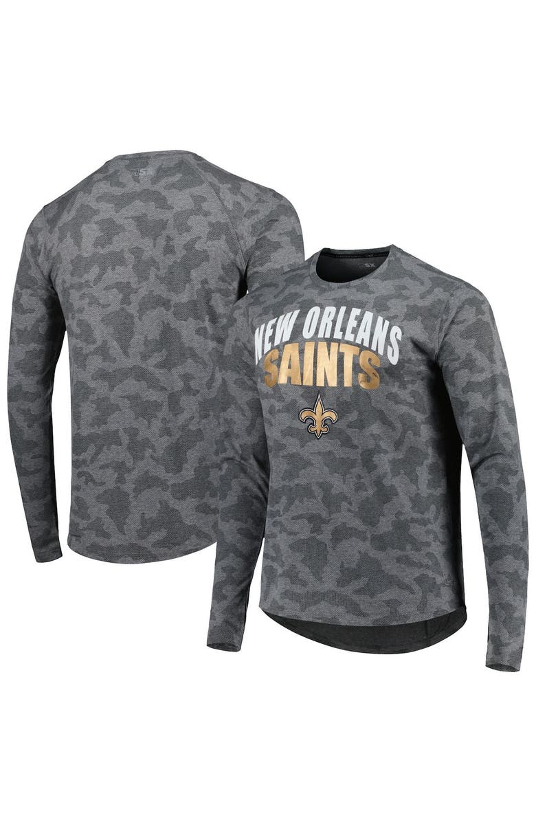 MSX BY MICHAEL STRAHAN Men's MSX by Michael Strahan Gray New Orleans Saints Performance Camo Long Sleeve T-Shirt, Main, color, 