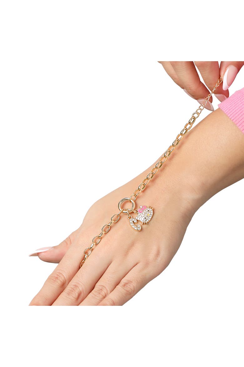 Initial Crystal Charm Bracelet, Gold-Tone, Adjustable, Alternate, color, C