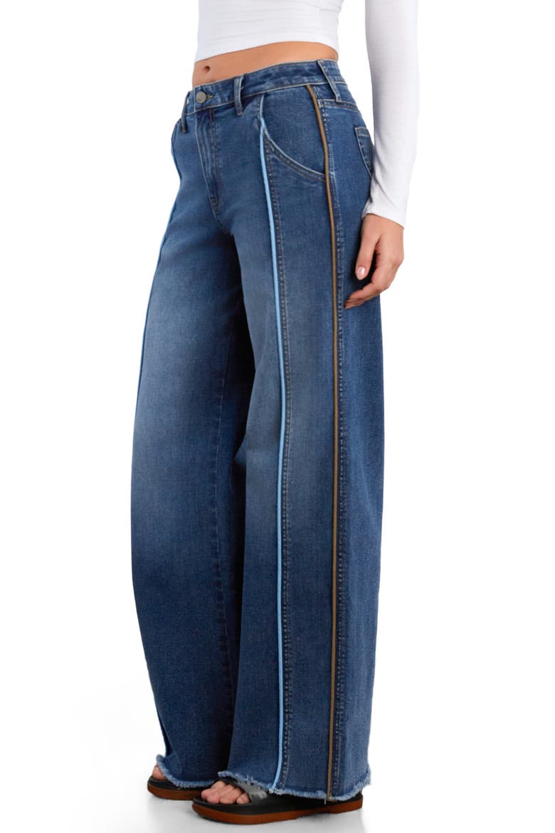 High Waist Wide Leg Piping Jeans, Alternate, color, SHINE BLUE